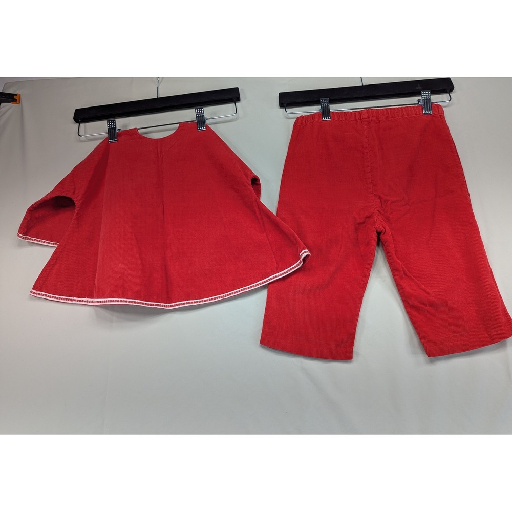 Vintage Red Corduroy Tunic and Pants Set 12 Months Holiday Retro Classic - Picture 2 of 9